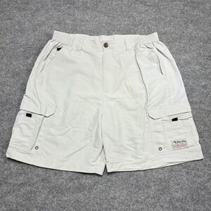 Bimini Bay Outfitters Mens Cargo Shorts Size 38 Stone Nylon Fishing Performance